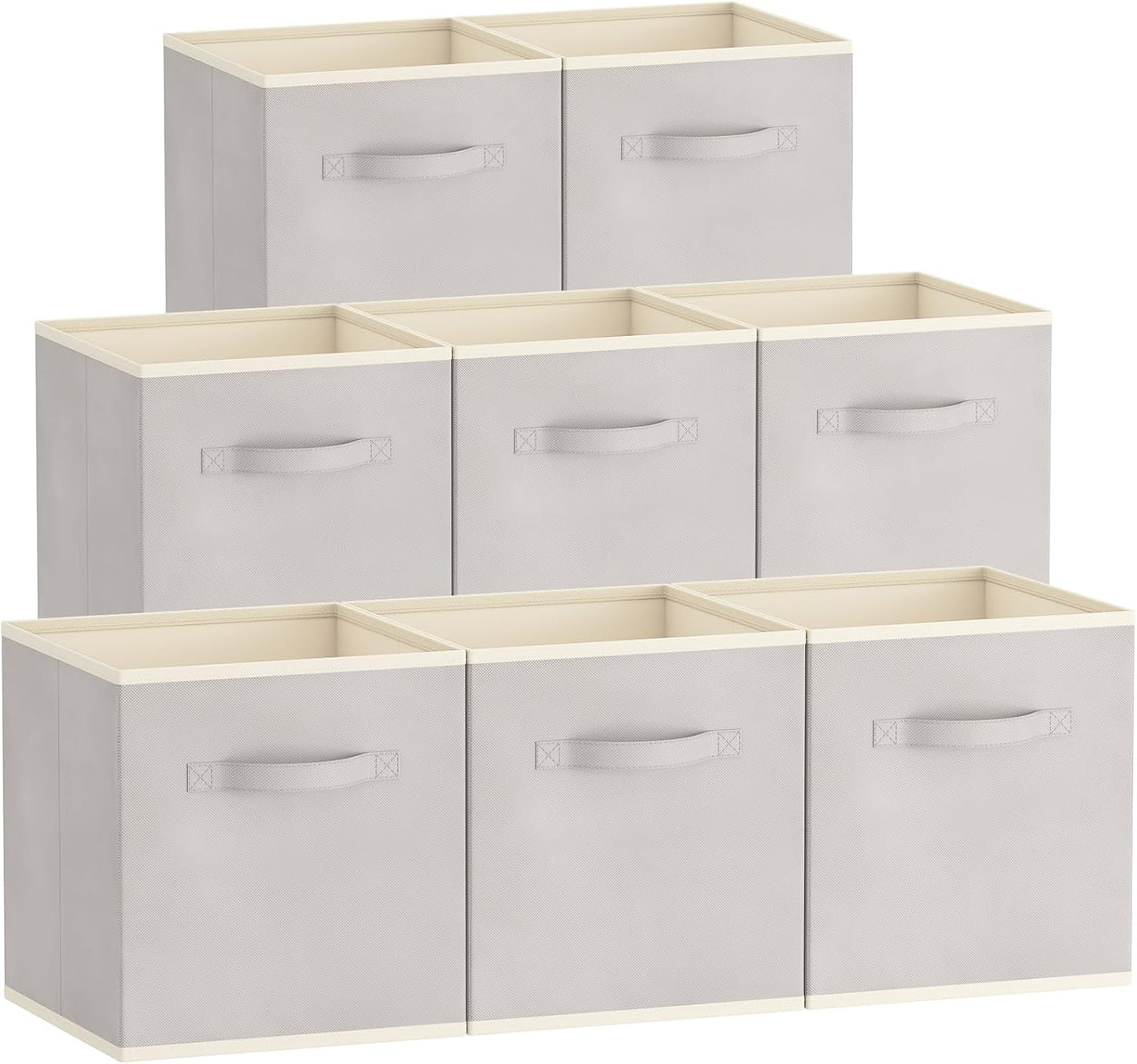 Lifewit 13 Inch Cube Storage Bins, 8 Packs Storage Cubes Foldable Decorative Fabric Storage Baskets for Organizing Home Organizers with Handles for Shelves, Closet, Light Gray