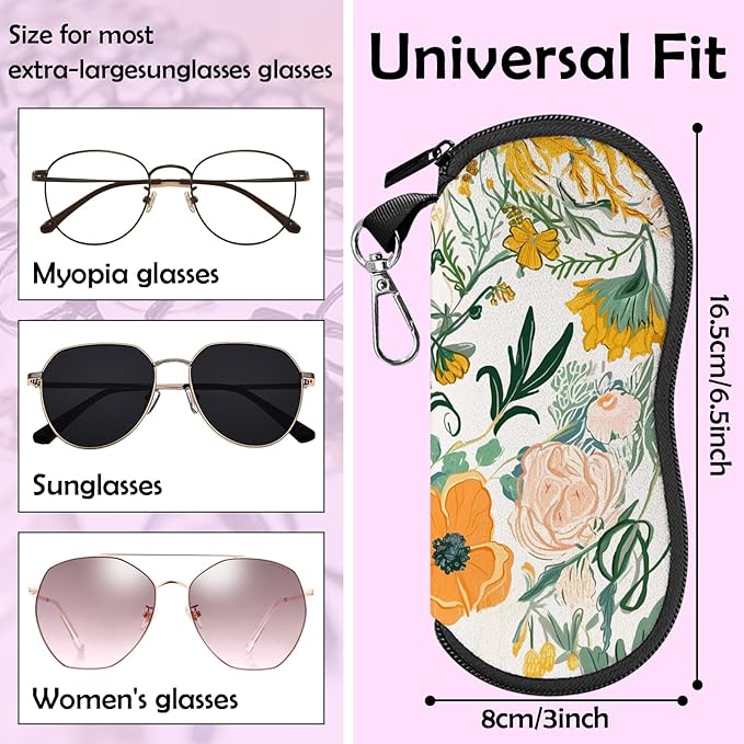 Glasses Case Sunglasses Eyeglass Soft Case Zipper Light Neoprene Pouch - Image 2