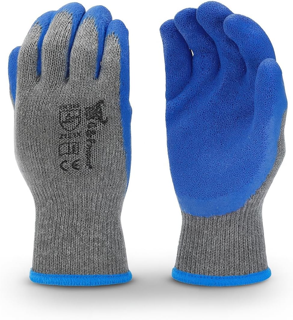 G & F Products 12 Pairs Medium Rubber Latex Double Coated Work Gloves for Construction, gardening gloves, heavy duty Cotton Blend,Blue,3100M