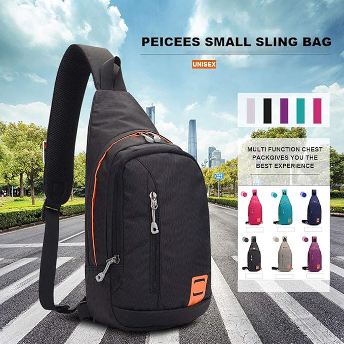 Peicees Small Sling Backpack Waterproof Unisex Shoulder Bag Chest Crossbody - Image 8