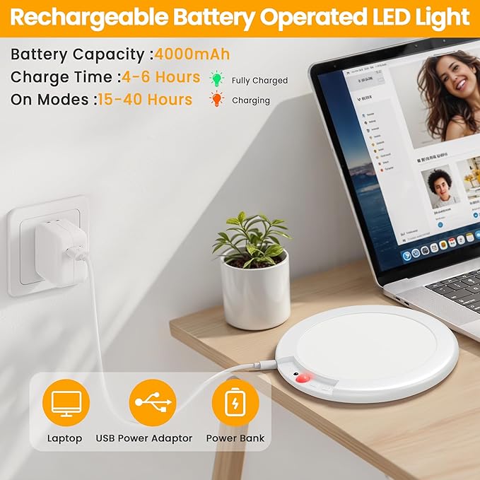 SunRider 4-Pack Rechargeable Motion Sensor LED Ceiling Light - Image 6