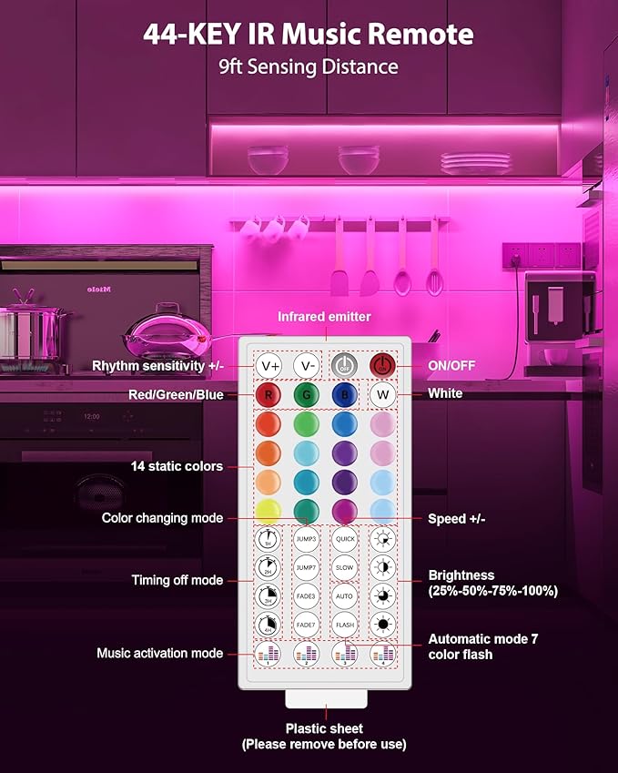 ASOKO 300 Lumens RGB Under Cabinet Led Light Plug in, 6 Pack 12 inch Linkable - Image 2