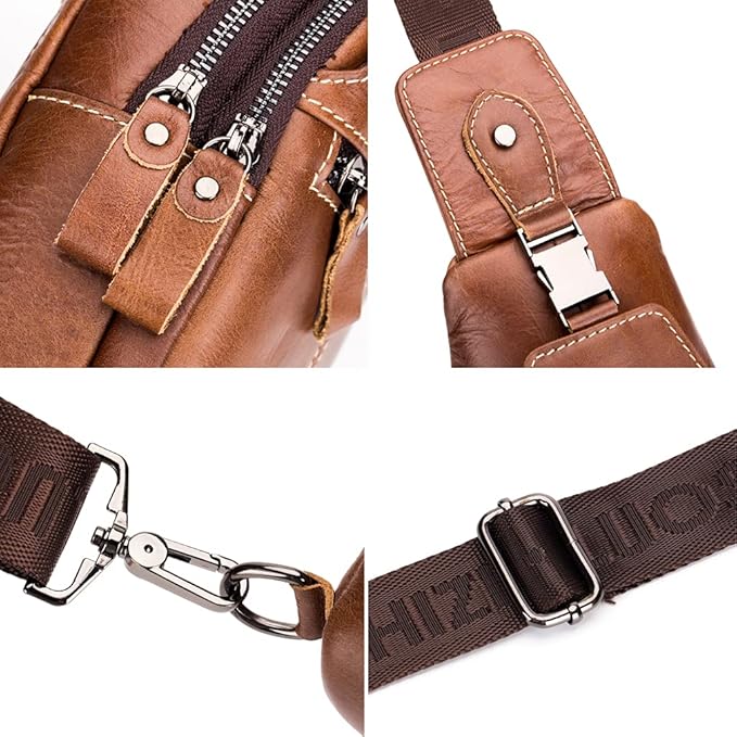 Hebetag Leather Sling Bag Crossbody Backpack - Image 5