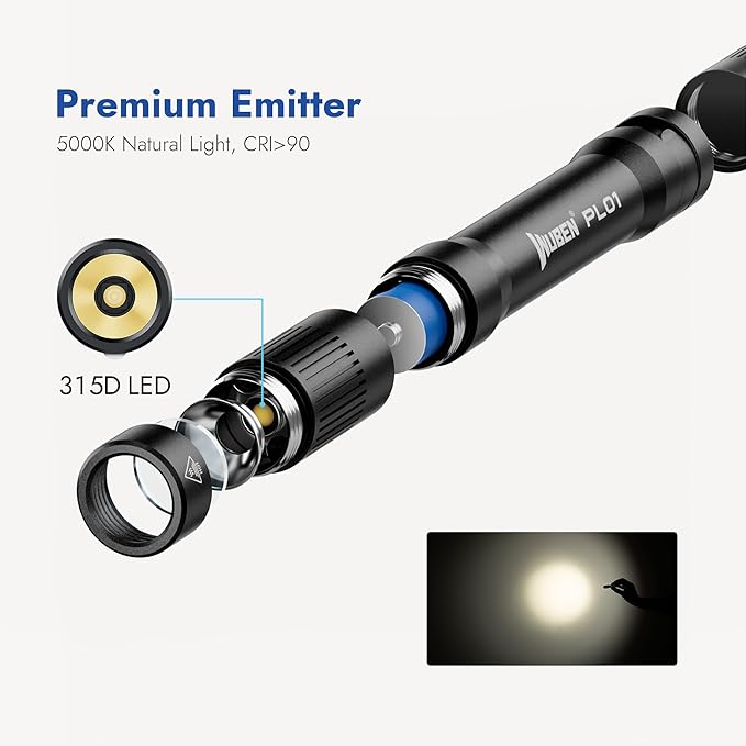 WUBEN PL01 Pen Light, 650 Lumens Pocket EDC Flashlight Rechargeable, Bright LED - Image 8