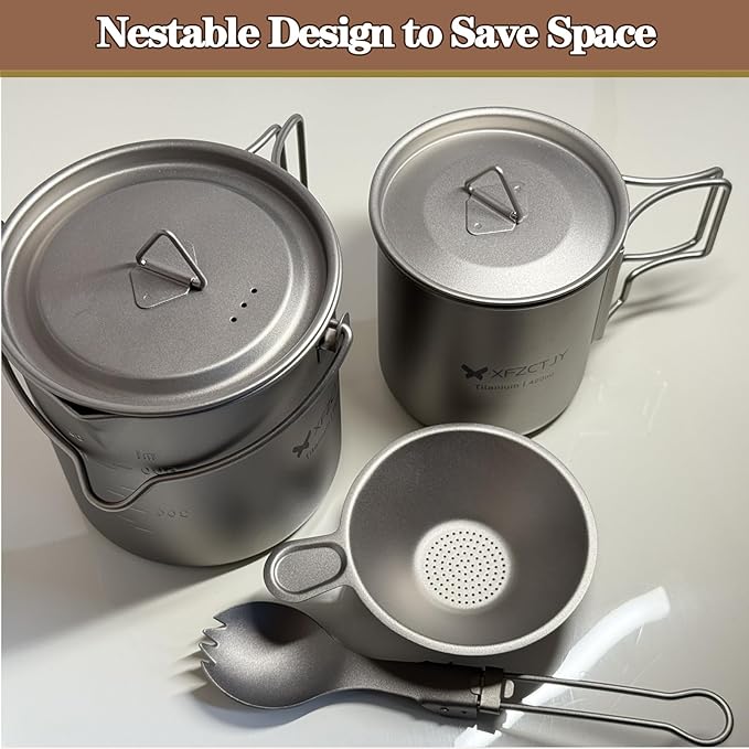 750ml/420ml Ultralight Titanium Pot Coffee Tea Mug Combo - Image 6