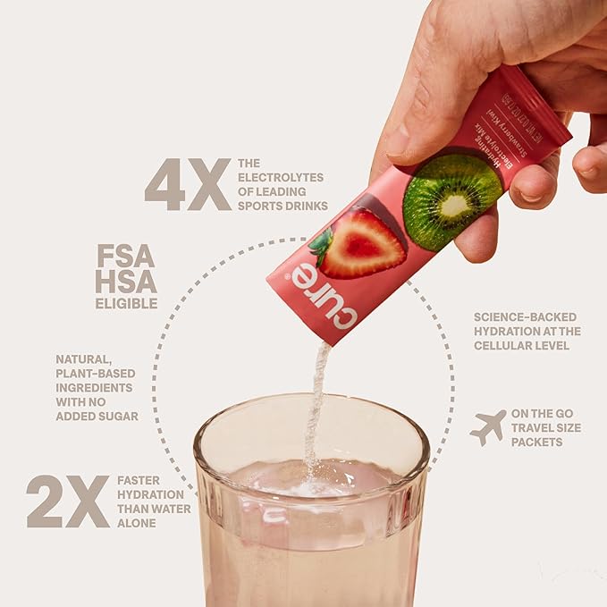 Cure Hydration Plant-Based Electrolyte Drink Mix | No Added Sugar | Dehydration - Image 3