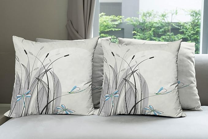 Ambesonne Dragonfly Decorative Throw Pillow Case Pack of 4, Dragonflies on by Ambesonne