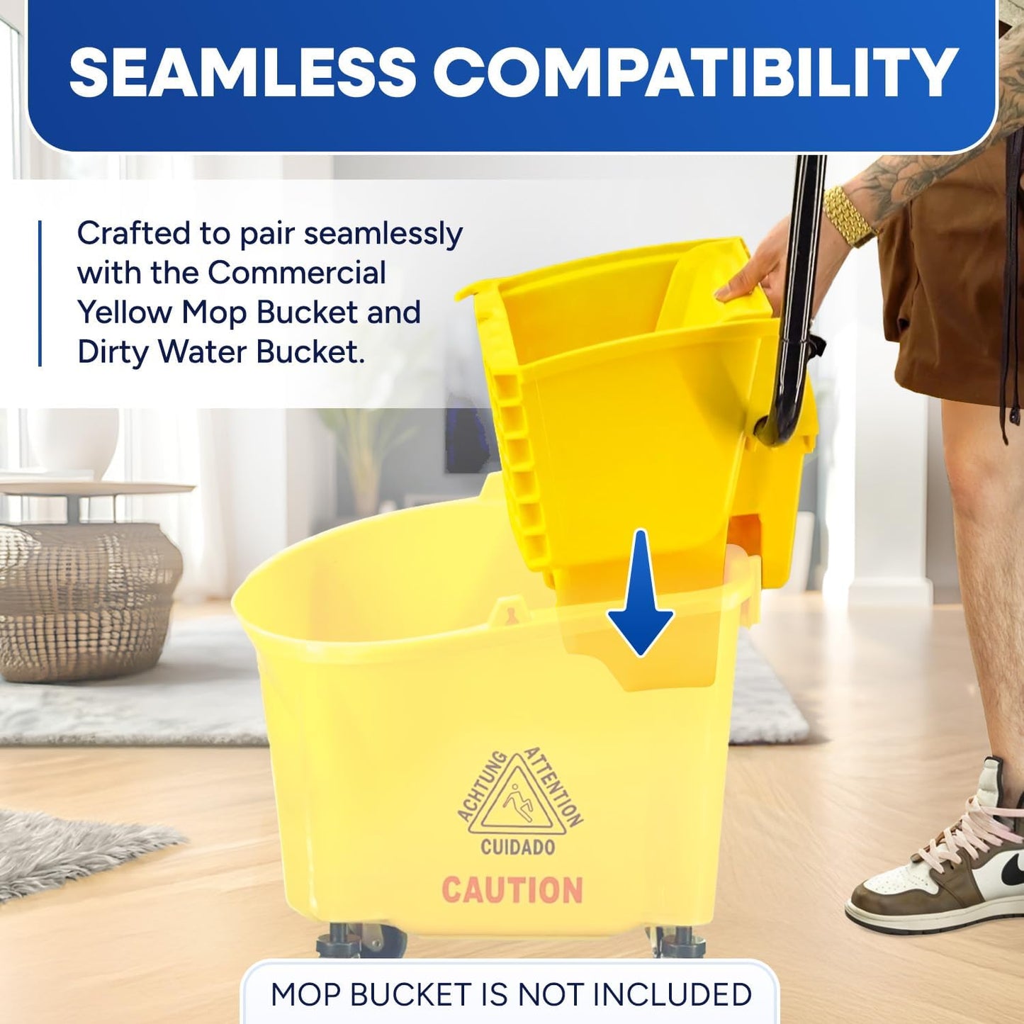 Mop Wringer Only Side Press Wringer Replacement for Commercial Mop Bucket on Wheels - 26-Quart or 35 Quart, Yellow