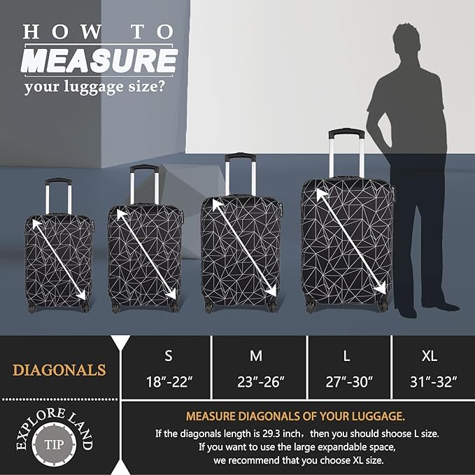 Explore Land Travel Luggage Cover Suitcase Protector Fits 27-30 Inch Case - Image 5