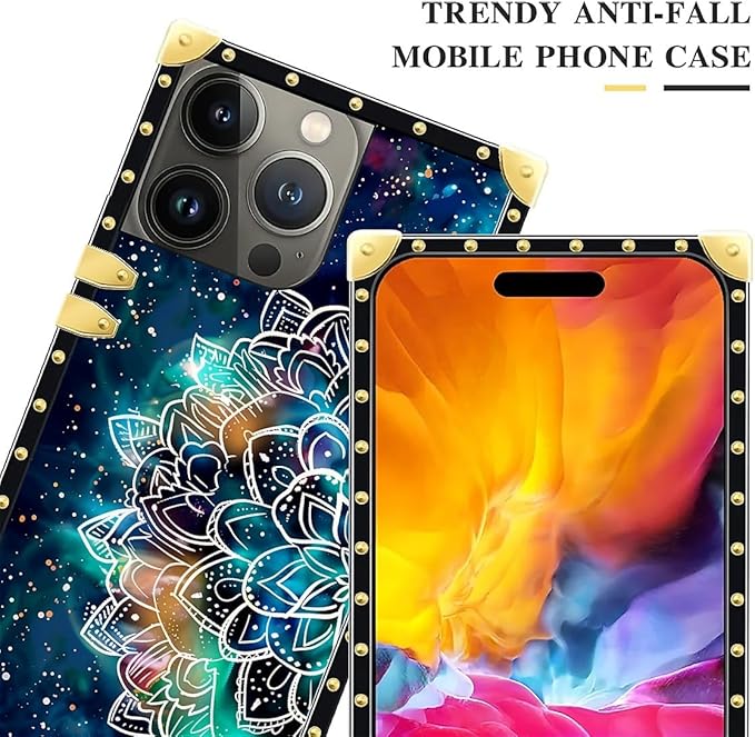 Compatible with iPhone 15 Pro Case, Starry Sky Colourful Mandala Luxury Golden - Image 4