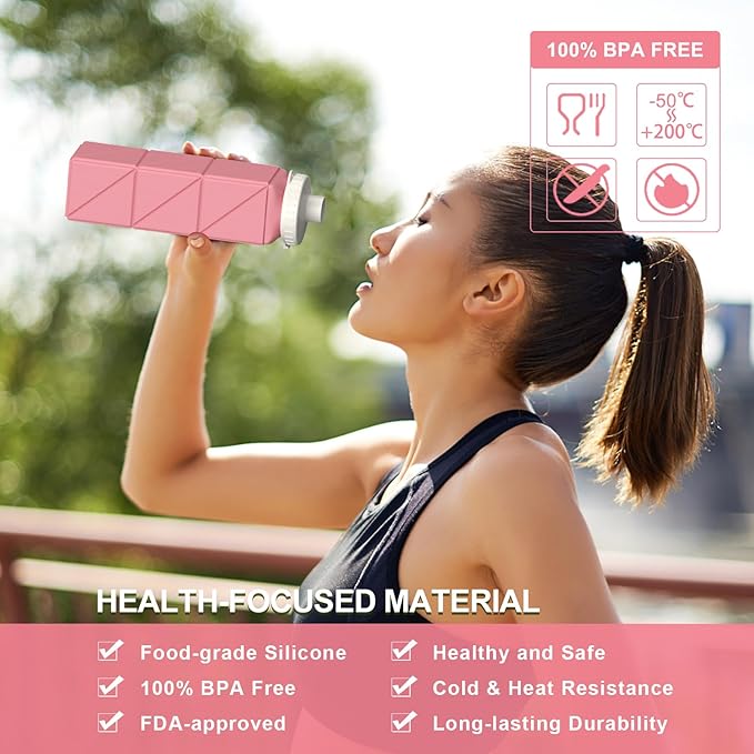 BEAUTAIL Collapsible Water Bottles 20.6oz, Silicone Foldable Portable Travel - Image 2