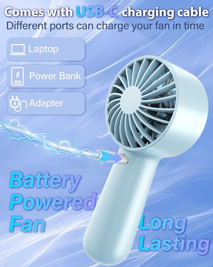 Portable Handheld Fan Personal Small Turbo Hand Fan Powerful, USB Rechargeable - Image 6