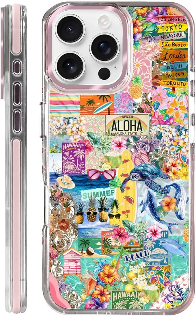 Case for iPhone 16 Pro Max, Hawaii Aloha Cover Coastal Beach Collage Phone Case by Toulas