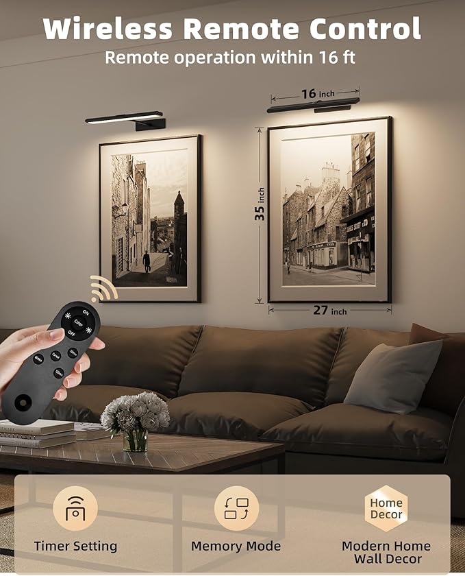 EZVALO Picture Light for Wall, 4800mAh Rechargeable Wireless Remote Battery - Image 4