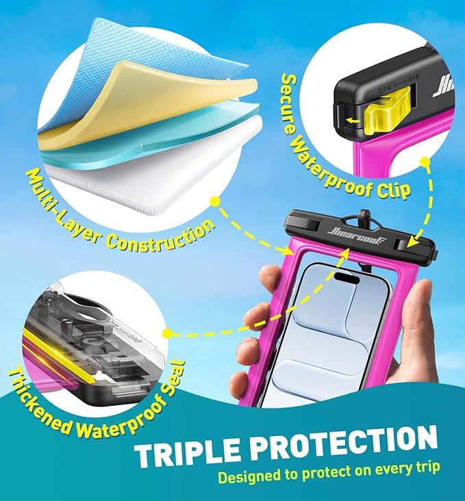 Hiearcool Universal Waterproof Phone Pouch, IPX8 Cell Phone Waterproof Case Up - Image 6