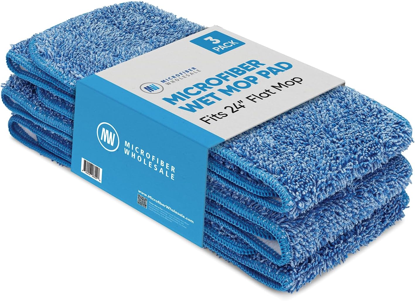 Microfiber Wholesale 20 inch Microfiber Mop Pads - Machine Washable, Reusable, Refills & Replacement Wet Mop Heads Compatible with Any Microfiber Flat Mop System (3 Pack)