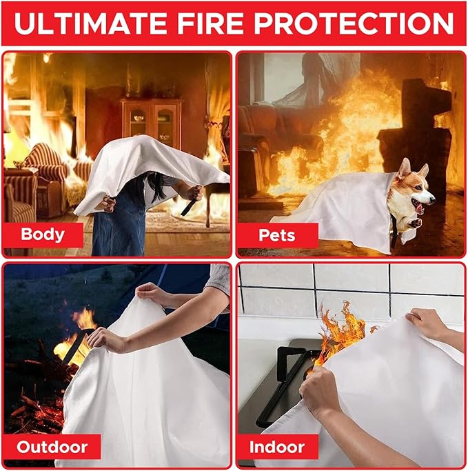 Emergency Fire Blanket for Home and Kitchen 2 Pack 40” x 40” Fiberglass Fire - Image 3