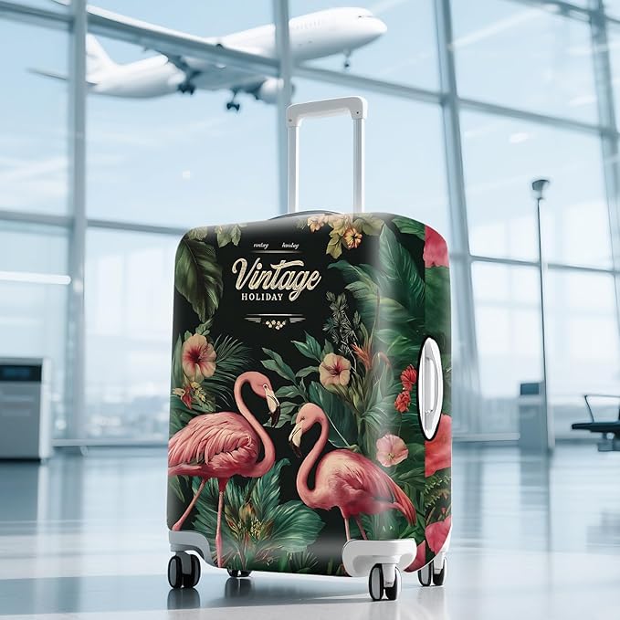 ANNA QUEEN Tropical Pink Flamingos Travel Luggage Cover -Stretchable Airplane - Image 9