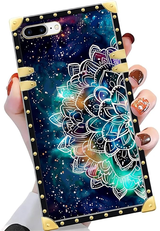 Compatible with iPhone 8 7 SE Case, Starry Sky Colourful Mandala Luxury Golden - Image 3
