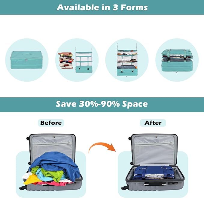 Surblue Hanging Closet Storage Bag Collapsible 3-Shelf Washable Oxford Fabric - Image 4