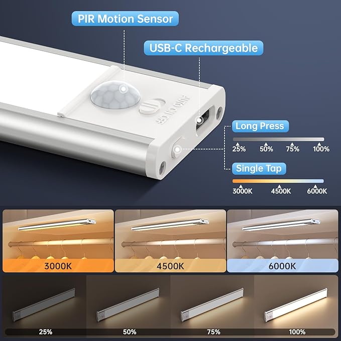 Under Cabinet Lighting, 5 Pack Rechargeable Motion Sensor Light Indoor - Image 5