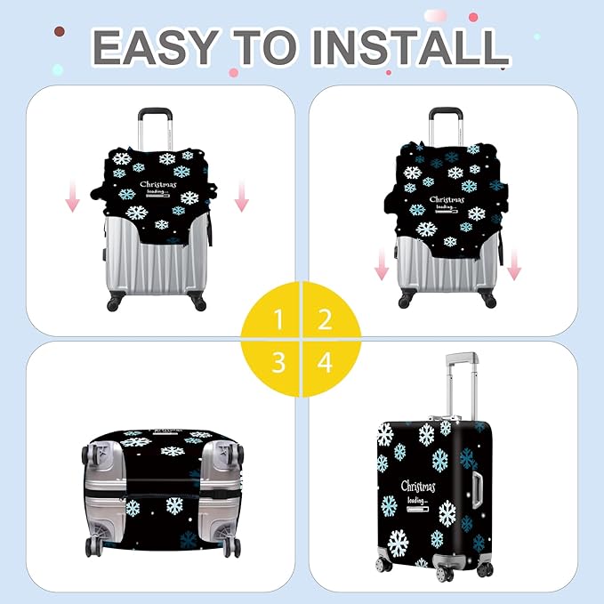 ANNA QUEEN Christmas Loading Luggage Cover, Funny Snowflake Design Suitcase - Image 6