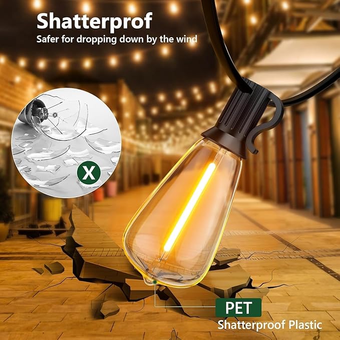 100FT Outdoor String Lights, Waterproof Patio Lights - Image 3
