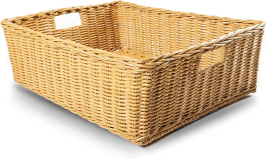 The Basket Lady Under The Bed/Basic Wicker Storage Basket, Extra Large, 25 in L x 19.5 in W x 8 in H, Sandstone