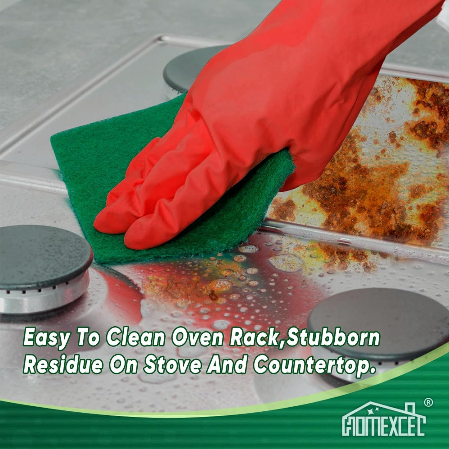 HOMEXCEL Heavy Duty Scouring Pad, 96 Pack Green Scrubbing Pads, Dish Scrubber Reusable for Cleaning, Multipurpose Scrub Pads for Household Kitchen Dishes Pots Pans & Metal Grill