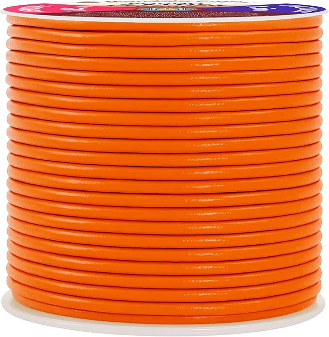Mandala Crafts Round Genuine Orange Leather Cord - Image 2