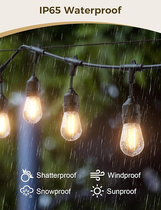 XMCOSY+ Smart Outdoor String Lights, 123Ft LED Patio Lights Waterproof IP65 - Image 6