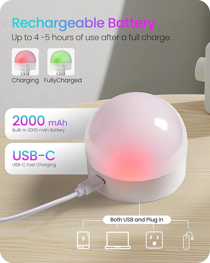 Rechargeable Light Bulbs with Remote Control, 4 Packs E12 Battery Operated - Image 4