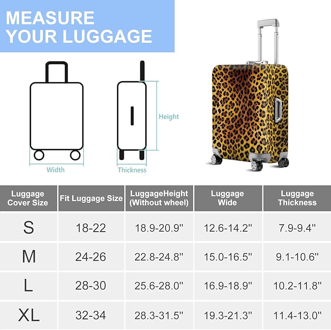 ANNA QUEEN Vintage Leopard Pattern Travel Luggage Cover -Stretchable Airplane - Image 7