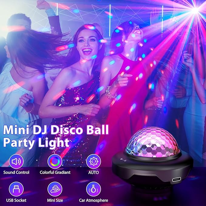 Battery Powered Disco Ball, Rechargeable Party Lights, Strobe Lights Sound - Image 2