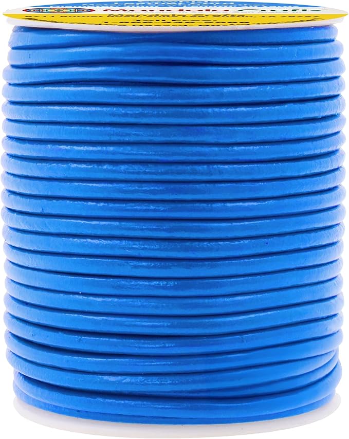 Mandala Crafts Round Genuine Blue Leather Cord - Image 2
