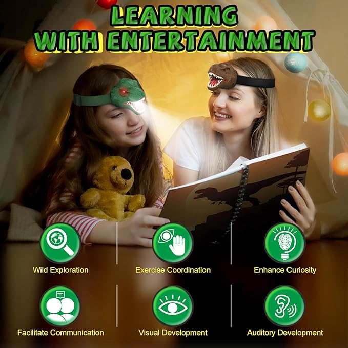 Nitigo Dinosaur Headlamp for Kids Flashlight Led Headlights Roar & Silent Mode - Image 9
