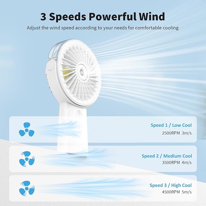 Otlonpe Handheld Misting Fan Portable, Small Personal Hand Held Rechargeable - Image 8