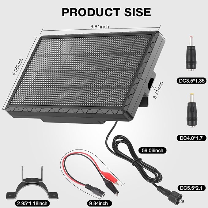 Solar Panel for Deer Feeder, 6V 1.98W Solar Panel Outdoor IP65 Waterproof - Image 2