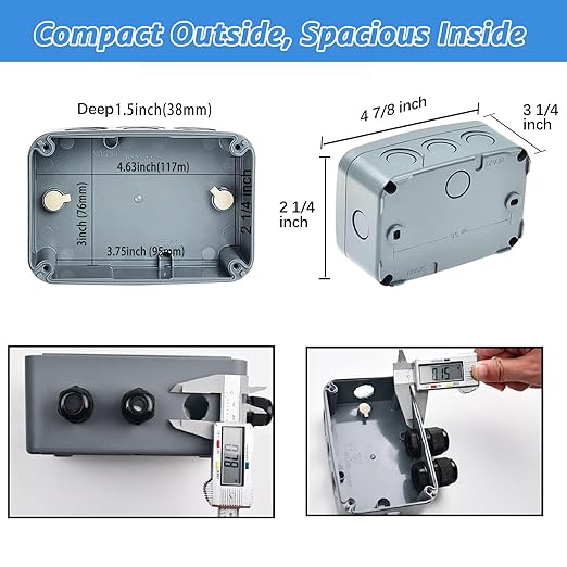 4PK Electrical Junction Box, Nineleaf IP66 Weatherproof Junction Box, 4.9"x - Image 6