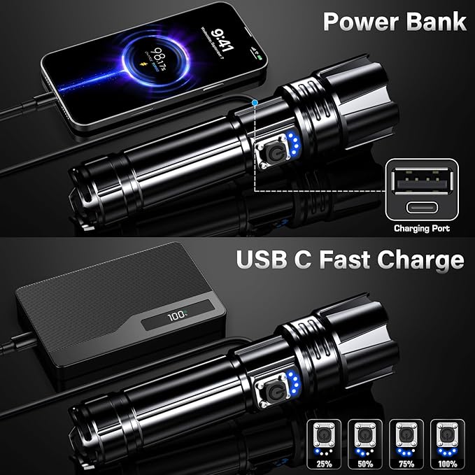 AKNEAR Rechargeable LED Flashlight 99000 High Lumens, Super Bright Flashlights - Image 6