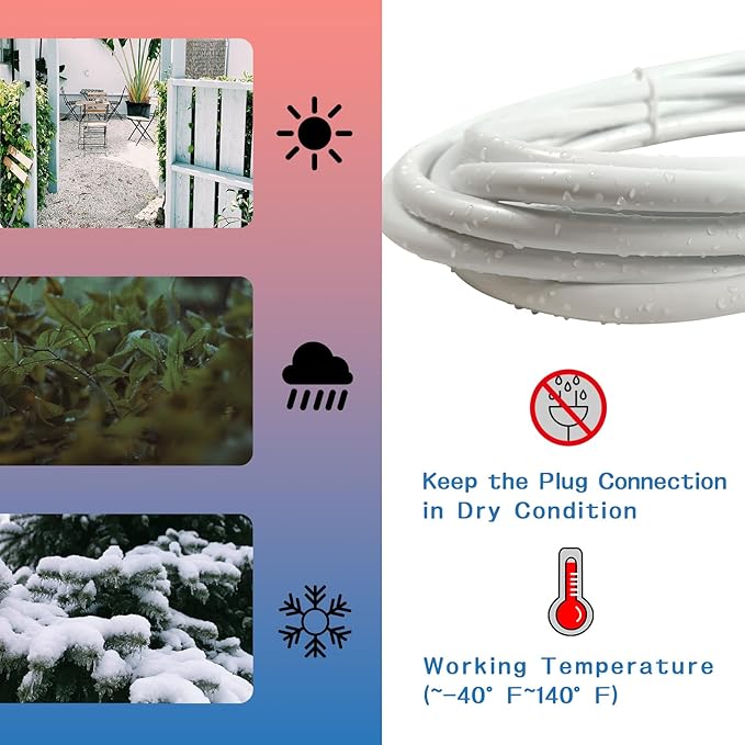 Indoor Outdoor Extension Cord 20 FT, 16/3 SJTW Weatherproof White Electrical - Image 5