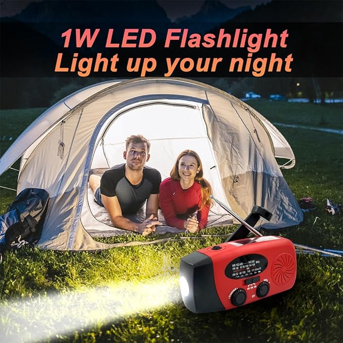 Emergency Hand Crank Radio, 2000mAh/7400mWh NOAA Weather Radio Battery Operated - Image 4