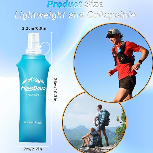 2 Packs Soft Flask, 17oz/500ml TPU Collapsible Soft Water Bottle - Image 2