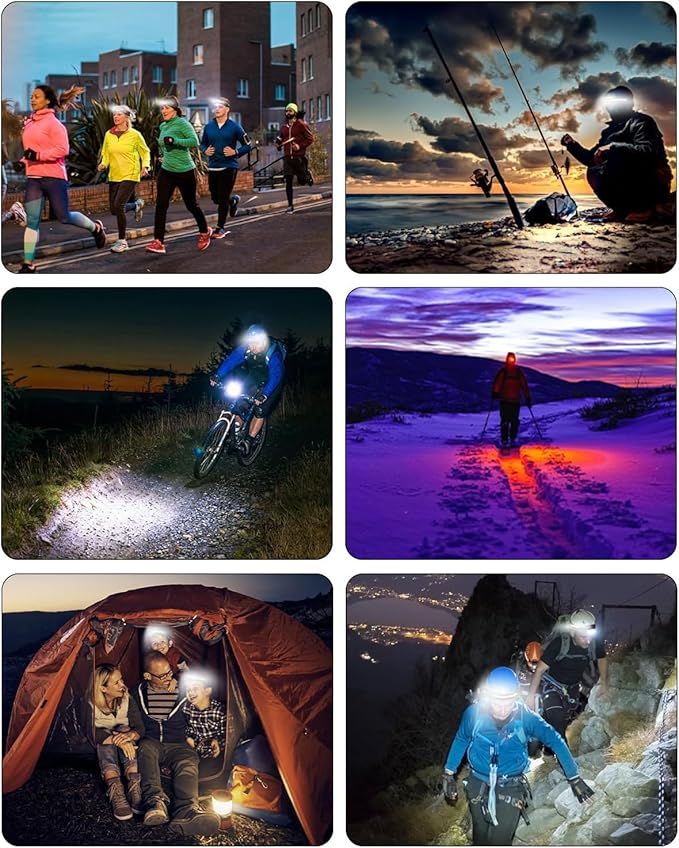 Headlamps Rechargeable with Red Light 2 Pack, Wide Beam Running LED Head Lamp - Image 8