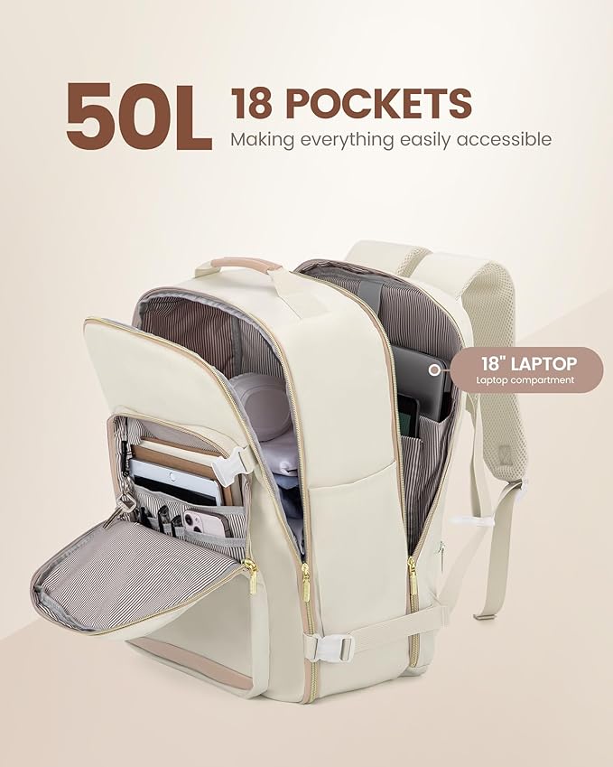 LOVEVOOK Travel Backpack for Women & Men 50L, Airline Approved Carry On - Image 3