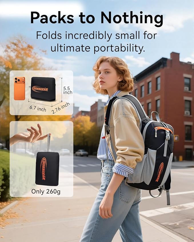 16L Small Hiking Backpack, CROSSGEAR Lightweight Waterproof Foldable Backpack - Image 8