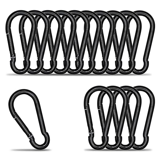 Small Carabiner Clip Hook, 1.97 inch 15 pcs Black Heavy Duty Spring Snap Hook by KINLINK