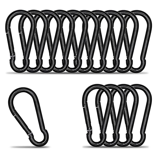 Small Carabiner Clip Hook, 2.36 inch 15 pcs Black Heavy Duty Spring Snap Hook by KINLINK
