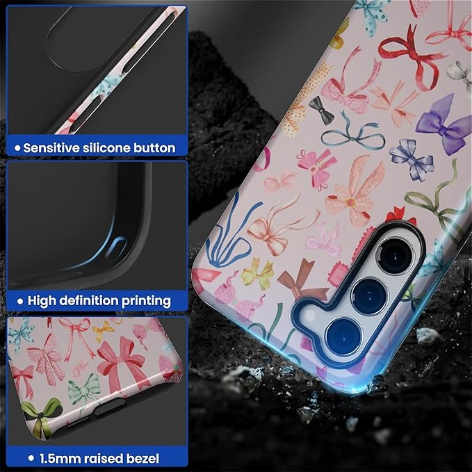 for Samsung Galaxy S23 Case, HL2 Aesthetic Color Bow Tie Hybrid 2 Layer Hard - Image 3