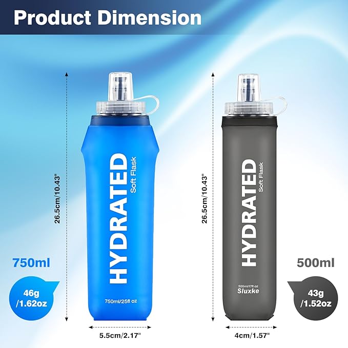 SLUXKE 3 Pack Soft Water Bottle, 25oz/750ml Flask Running Bottles - Image 7